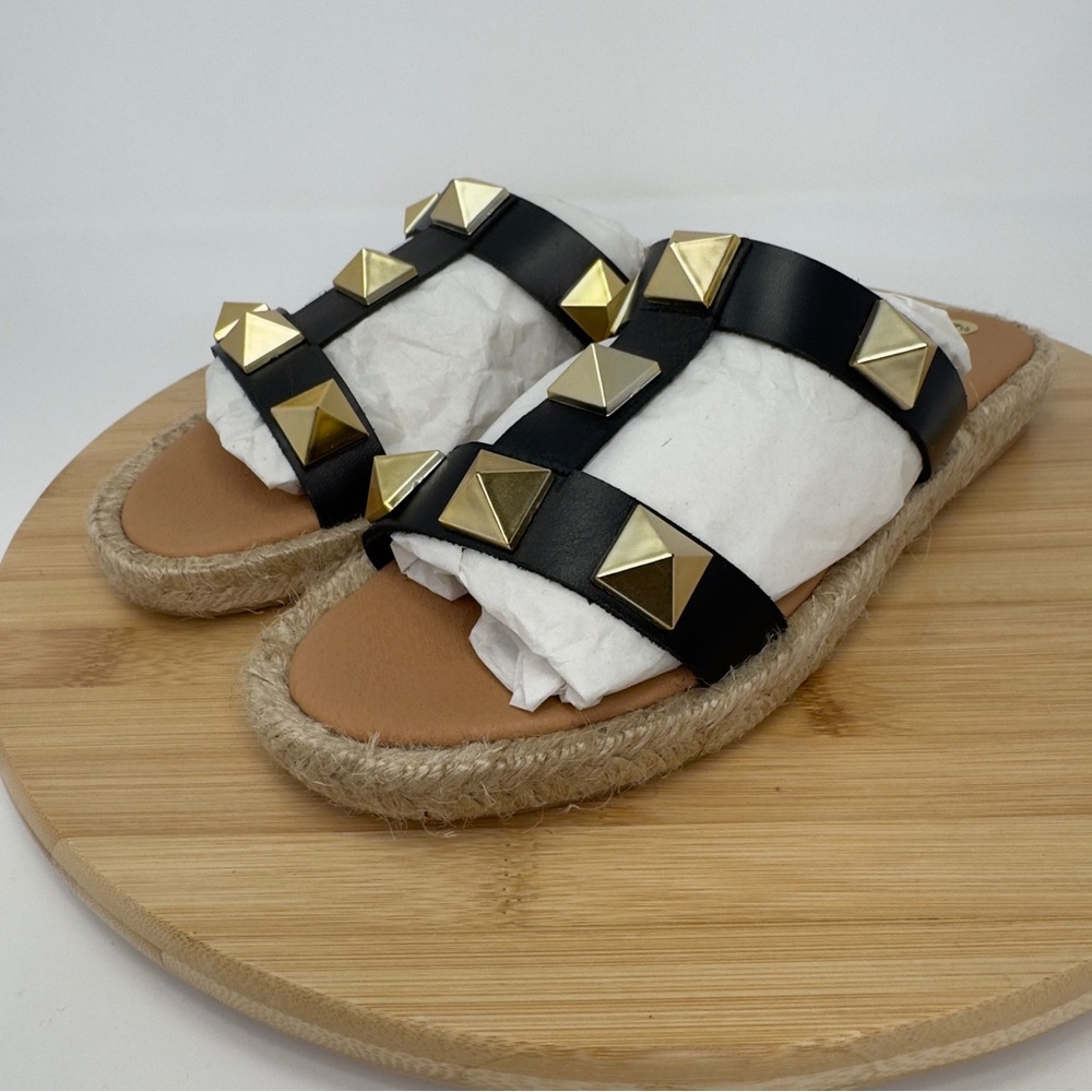 Maypol Black‎ Leather Studded Espadrille Sandals | Size 7.5 | Made in Spain - Picture 5 of 11